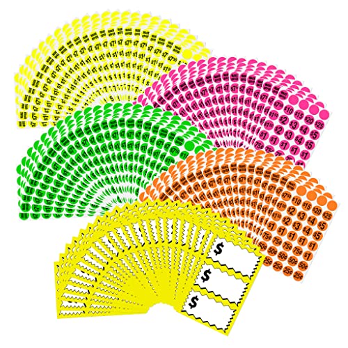 Sunburst Systems 7040, 4,000 ct. Assorted Color, Garage Sale Price Stickers with 75 Large Pricing Labels