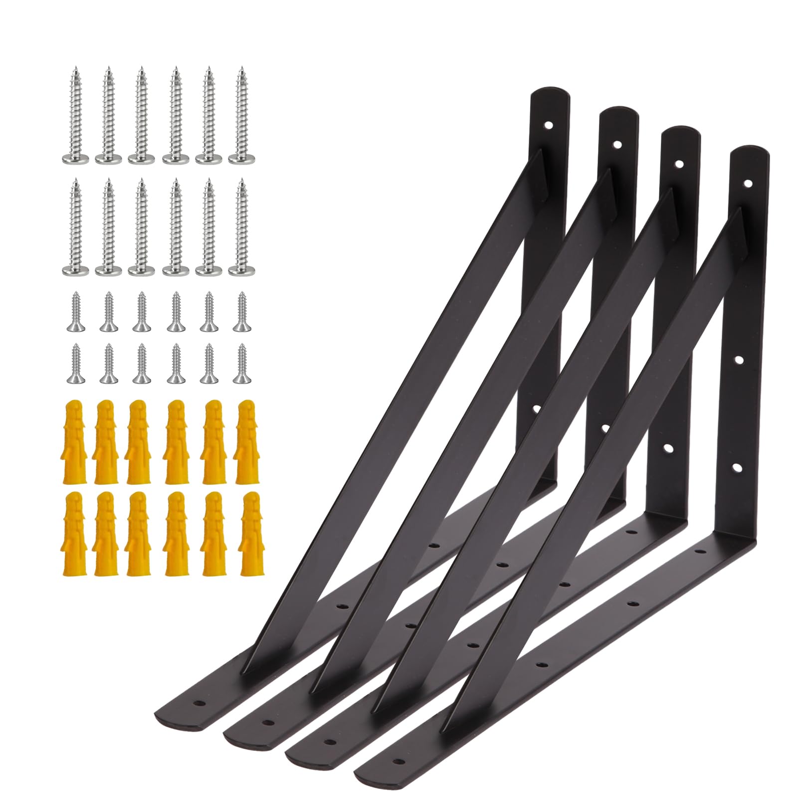 Heavy Duty Shelf Brackets 500x300mm, 4 Pack 20 Inch Wall L Brackets with 90 Degree Triangle, Mounting Screws Included