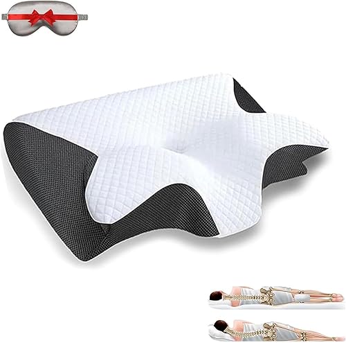Almohada ergonómica de espuma viscoelástica cervical mejorada 2025 para personas que duermen de lado, espalda y estómago, soporte de contorno