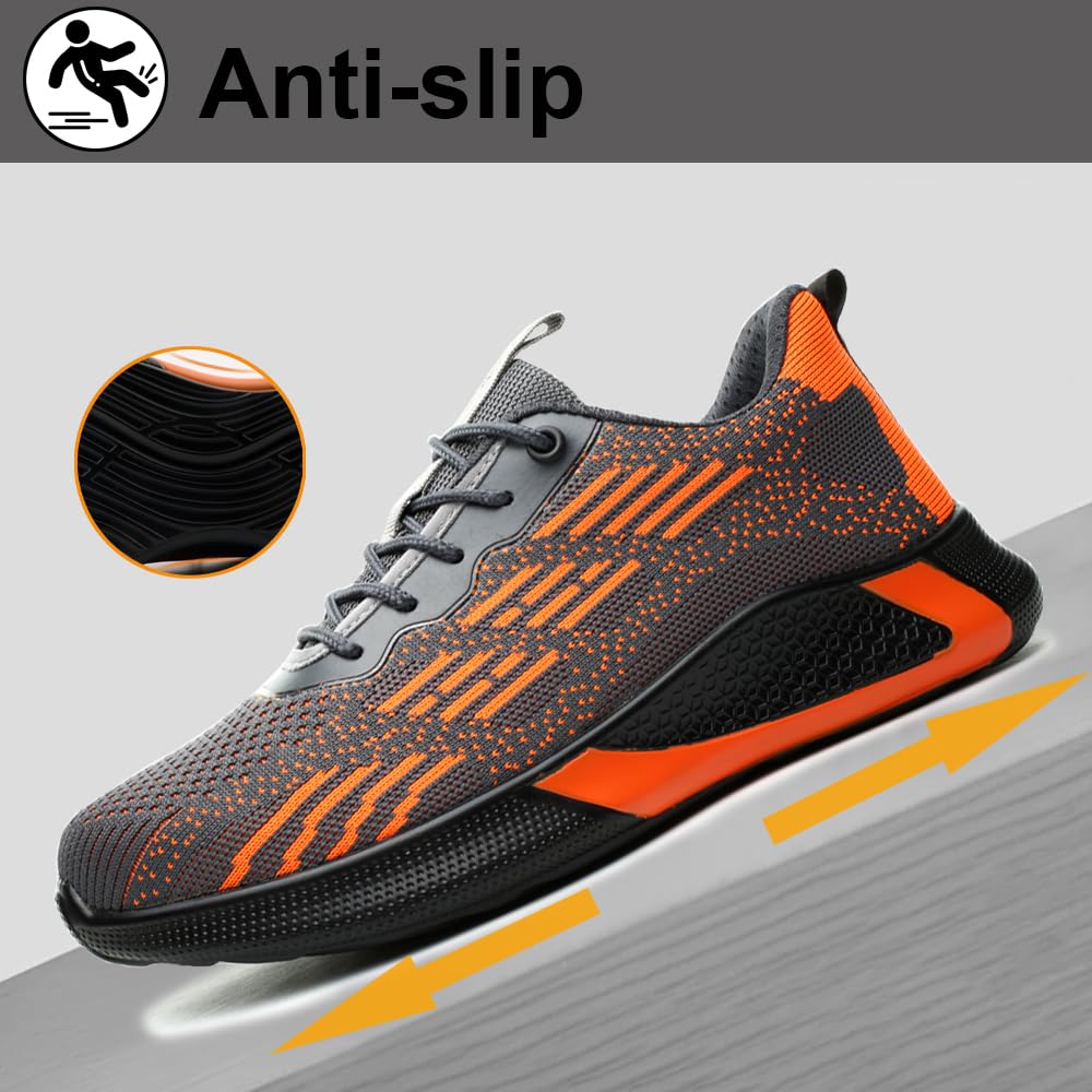 Scarpe Antinfortunistiche Scarpe da Lavoro Uomo Donna Scarpe Protettive Traspiranti Antiscivolo con Puntale in Acciaio per Unisex 36-46
