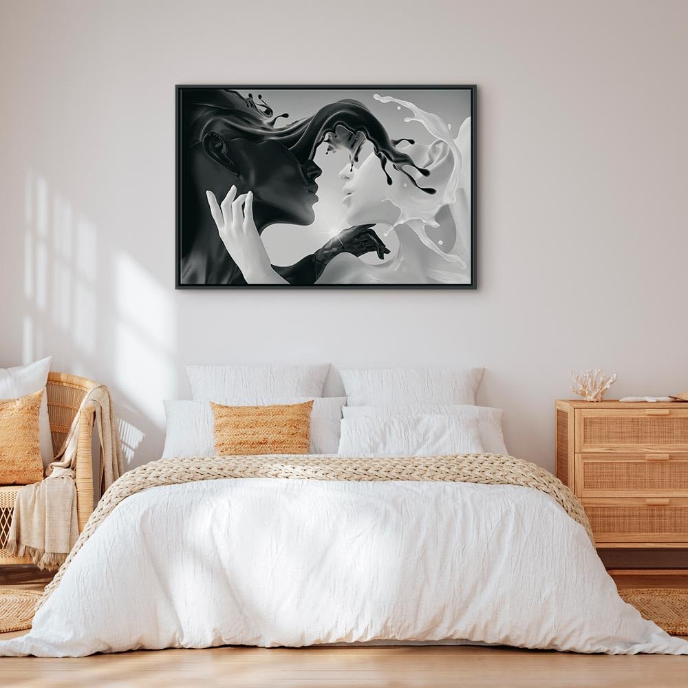 murando - Quadro con Cornice Nera Coffee&Milk 120x80 cm 1 Pezzo - Stampa su Tela - Quadri Moderni Soggiorno Grandi - Decorazioni da Parete Telaio in Legno - Amore h-C-0213-b-a