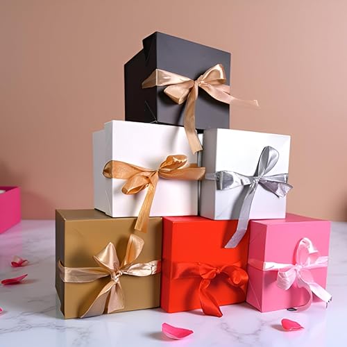 Vista 65 de Paquete de 12 cajas de regalo con tapas, cajas cuadradas anidadas con tapas para el día del padre, graduaciones, bodas, cumpleaños y Navidad, caja