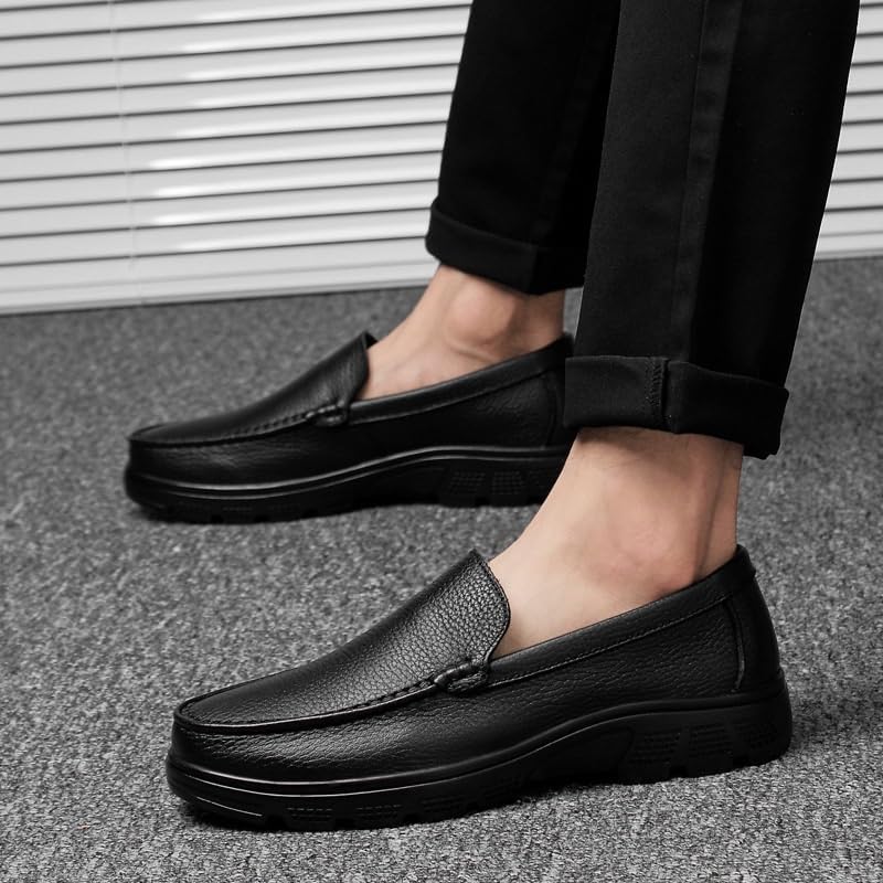 Men's Casual Oxford Shoes Thick-Soled Flat-Heeled Round-Toed Shoes Breathable Comfortable wear-Resistant Non-Slip Shoes for Men