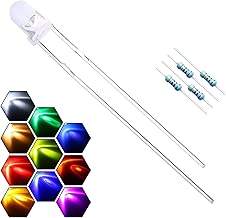 EDGELEC 200pcs 10 Colors x 20pcs 3mm LED Light Emitting Diode Assorted Kit 29mm Lead Clear Round Lamp White Red Blue Green Yellow UV Bright LEDs Bulb +300pcs Resistors for DC 6-12V Lights - coolthings.us