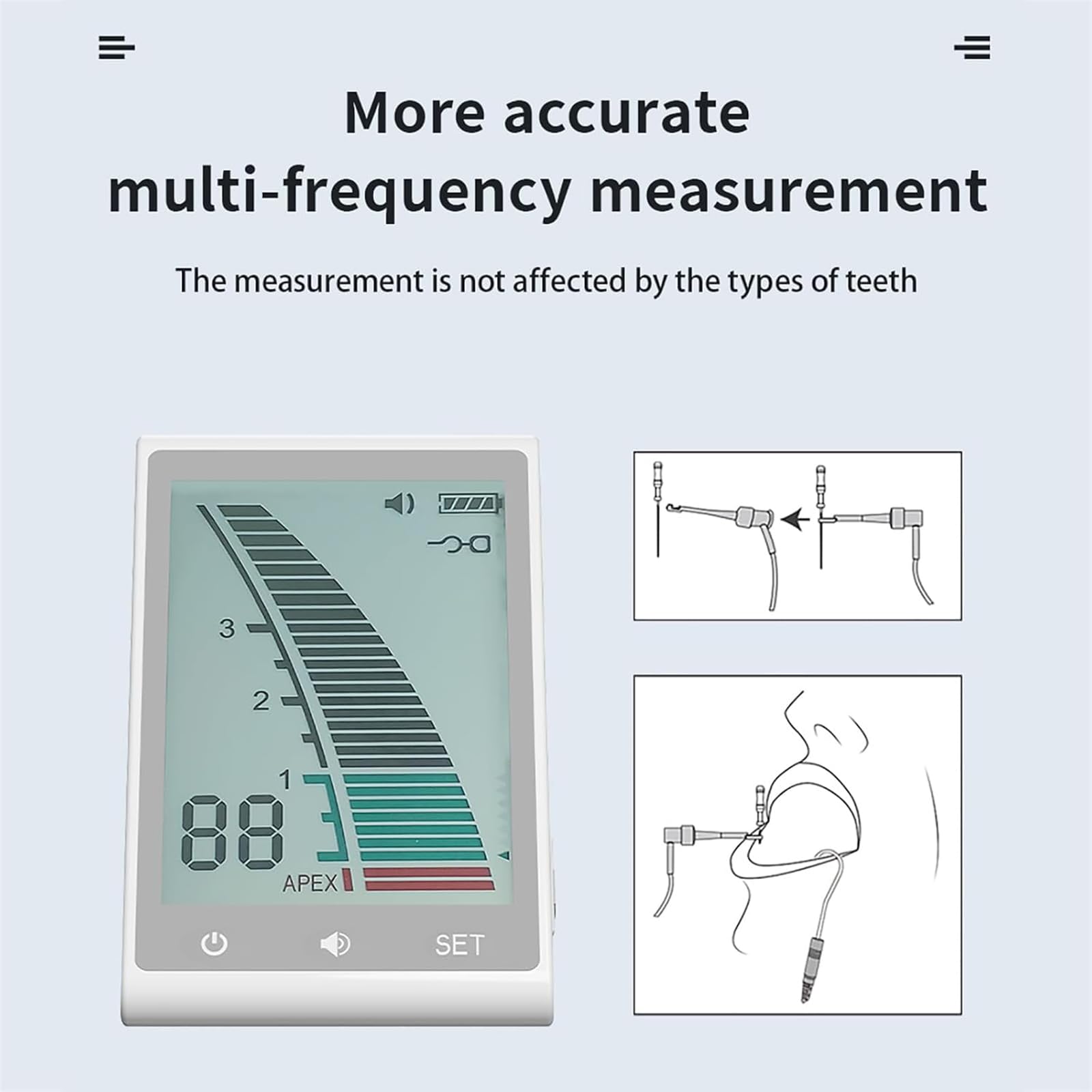 Dental Apex Locator 3,7" LCD Wurzelkanallängeninstrument mit Alarmfunktion Wurzelkanal-Finder
