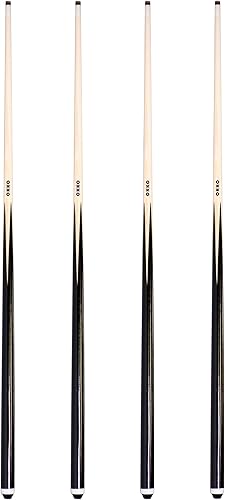 OKKO Taco corto de billar para billar, 1 pieza, 42 pulgadas, punta de rosca, paquete de 4 (11-16 onzas)