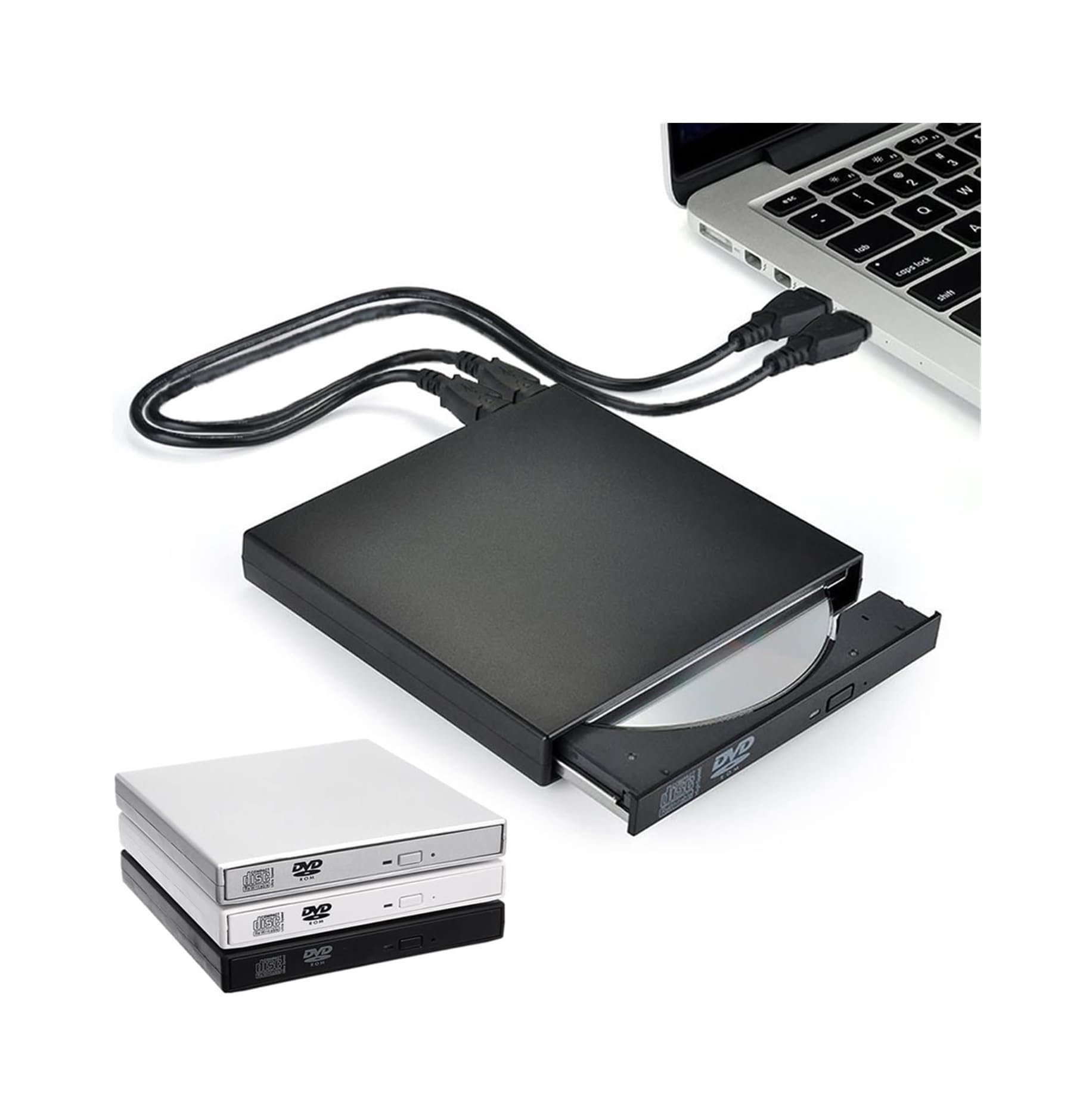 eTECH Portable DVD Player USB 2.0 Optical Drive CD RW CD-RW Player Portable External DVD Drive Recorder Laptop Computer Multimedia Support (Color : Black-USB2.0)