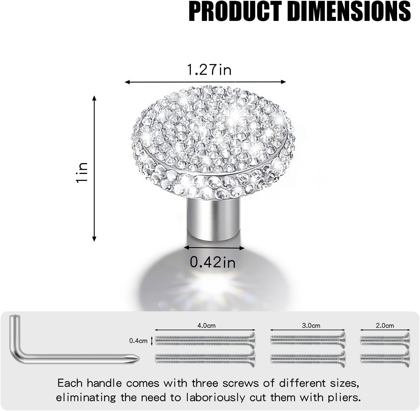 Yivaiks 2pack Bling Kitchen Cabinet Knobs Crystal Rhinestone Dresser Pulls Aesthetic Luxury Bathroom Cabinet Drawer Closet Door Knobs （Cylinder 1.96in White）