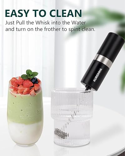 Miniatura 6 de Potente espumador de leche de mano, funciona con pilas, espumador de espuma de doble batidor con soporte de acero inoxidable, mezclador de bebidas