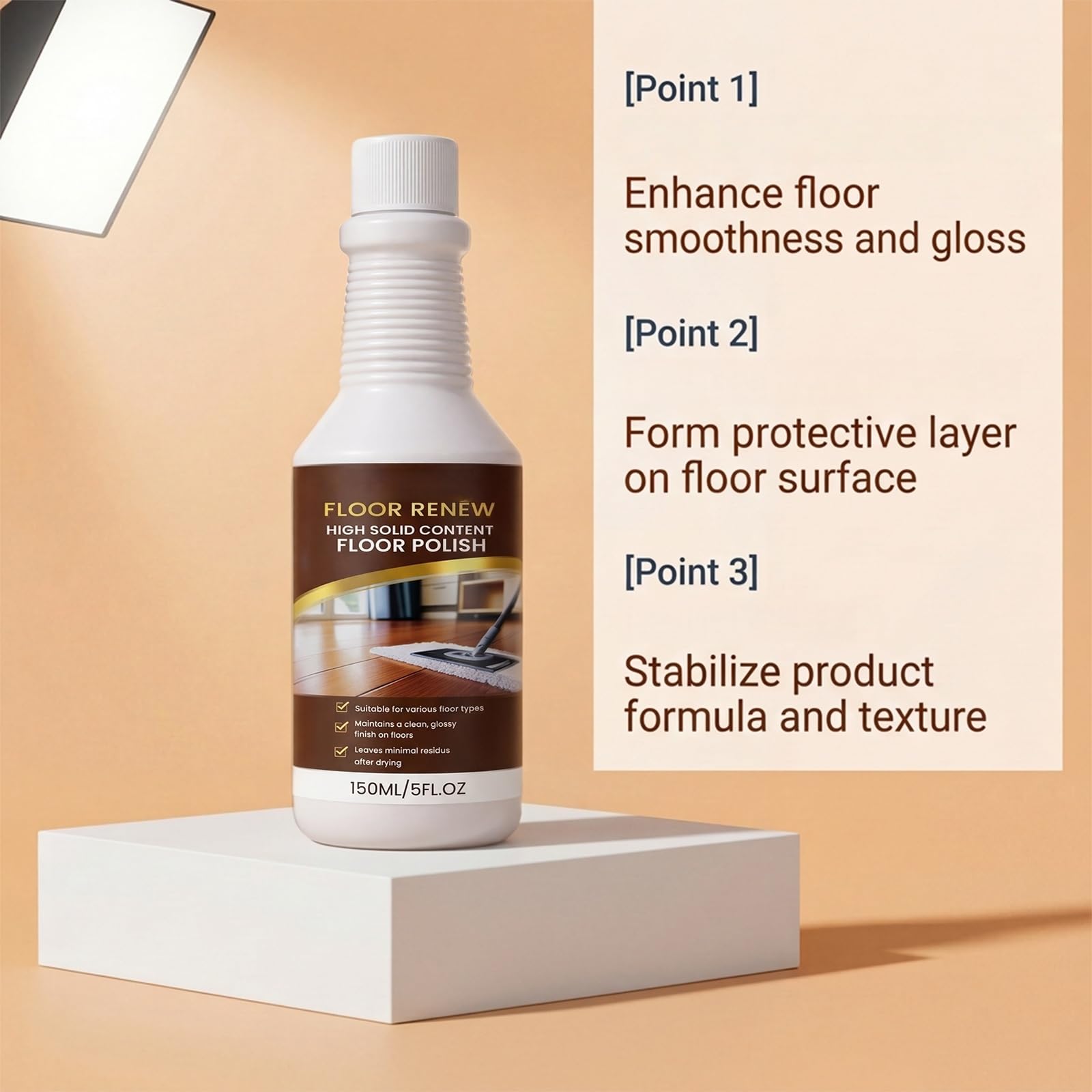 Rénovateur professionnel pour parquets, élimine les rayures et ravive la brillance sans ponçage, polish à haute teneur en solides pour tous types de sols, restaure l'éclat et la texture des (4pcs)