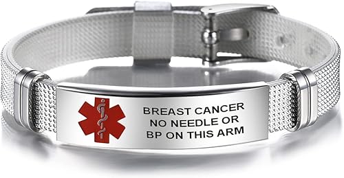 Pulsera de emergencia roja con identificación de alerta médica para mujeres, hombres, primeros auxilios, personas mayores, alarma de salud, placa de