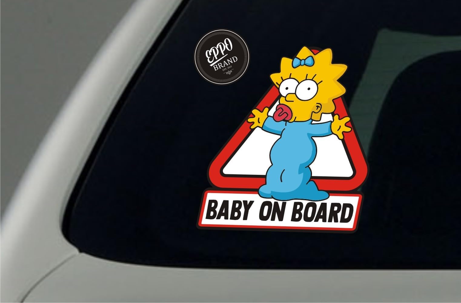 2X Maggie Baby On Board Girl Funny Vinyl Sticker Sign Warning Decal with Anti-Scratch Coating 6" & 3.5" for Cars Truck Window Bumper Skate