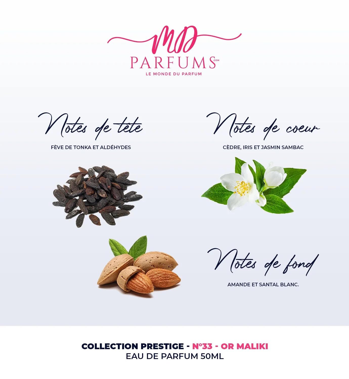 MDPARFUMS - Privée Collection CP Prestige - Gold Malaki Nummer 33 - Eau de Parfum Unisex - 50 ml - Duft Holzig und Floral - Tonkabohne, Jasmin Sambac und weißes Sandelholz