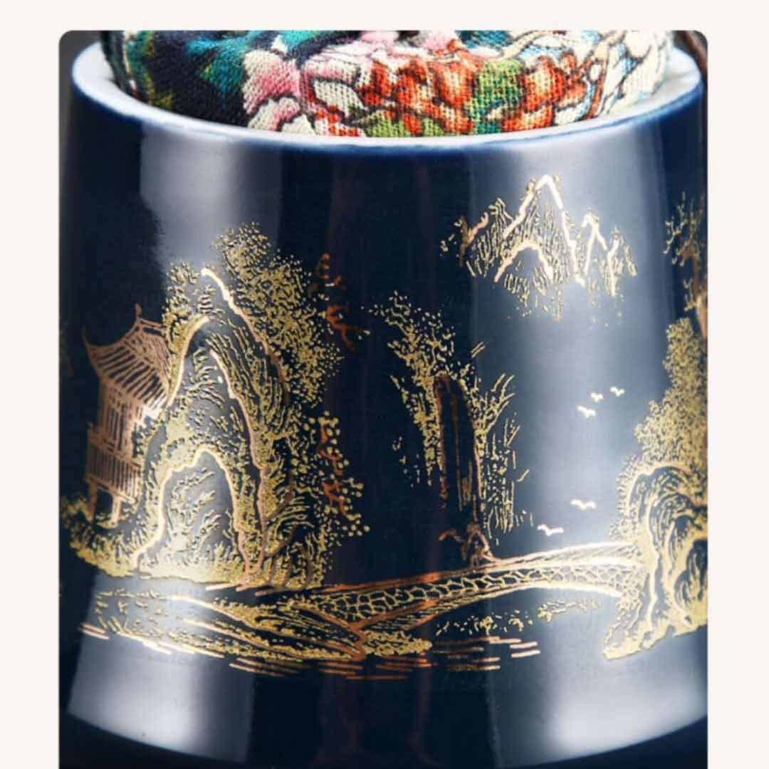 Barattolo di stoccaggio sigillato in Porcellana con Paesaggio in Latta da tè, Scatola da tè Portatile, Barattolo di Caramelle al Cioccolato per Uso Domestico, Scatola di immagazzinaggio Artigianale
