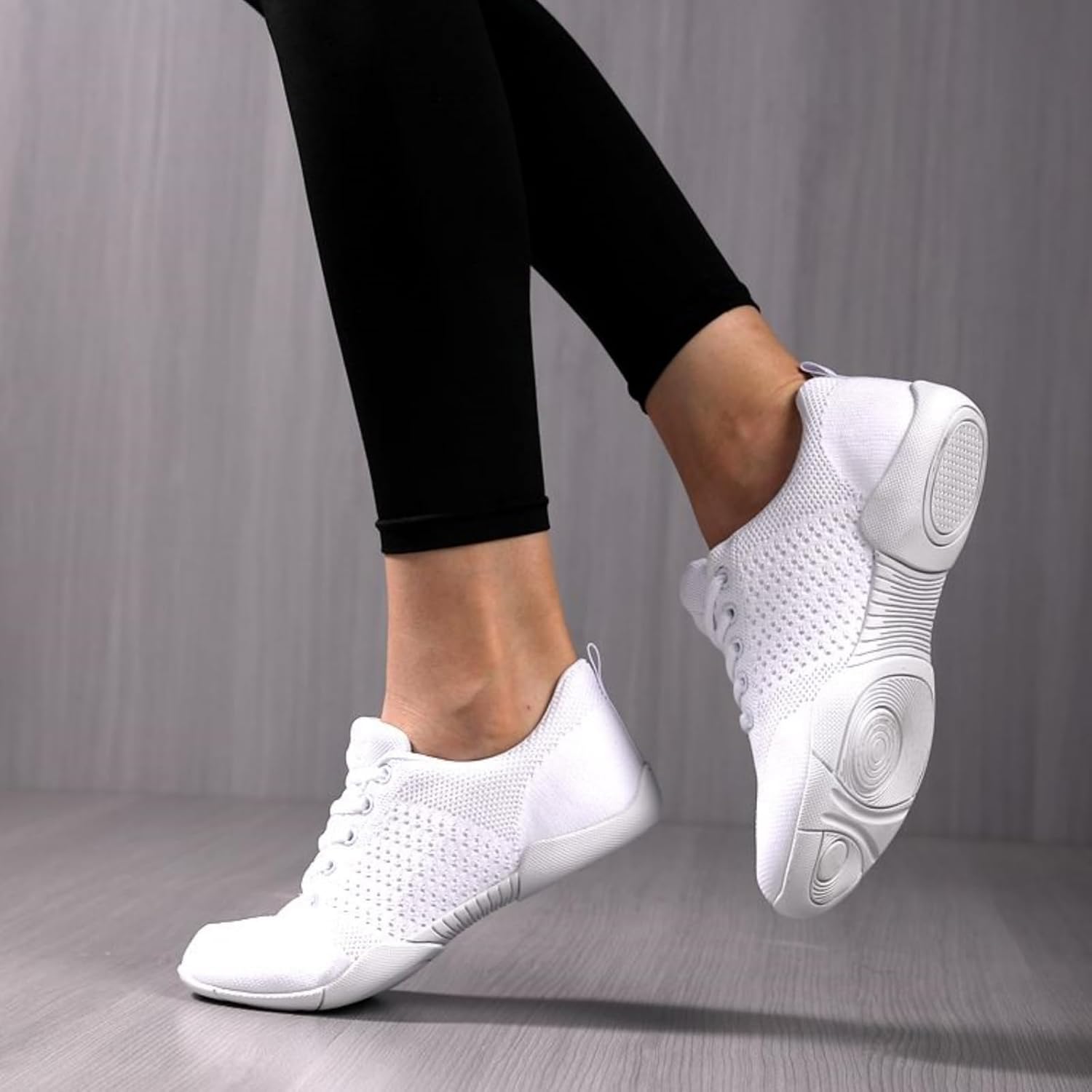 White Cheer Shoes for Girls Non-Slip Breathable Youth Sneakers Cheerleading Dance Competition Kids Tennis Athletic Training Shoes