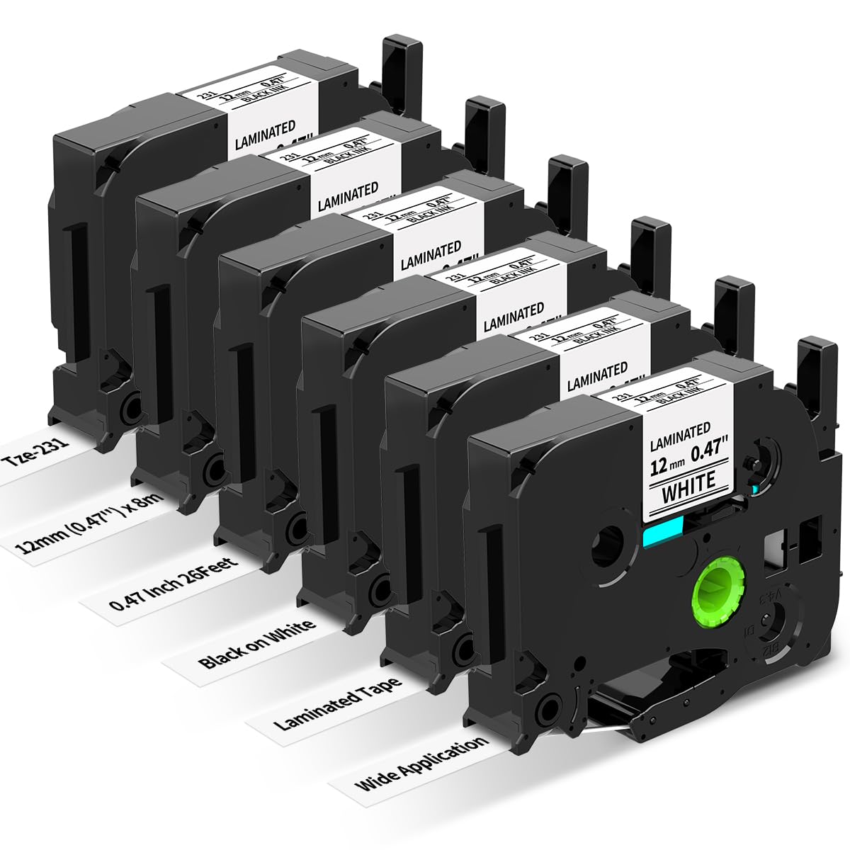 Brother P-Touch Ersatzbandsatz Tz Tape 12mm Weiß 0,47 für PT-H105 H107B H110 H100LB H200 D210 P300 E560BTVP D610BTVP P75