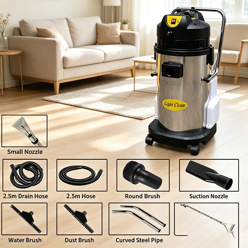 Spazzola Per La Pulizia Di Tappeti E Pavimenti, Macchina Per La Pulizia Di Tappeti Commerciale, Pulitore Per Tappeti Portatile Da 30 Litri Con 2 Serbatoi Dacqua Indipendenti, Aspirapolvere Per