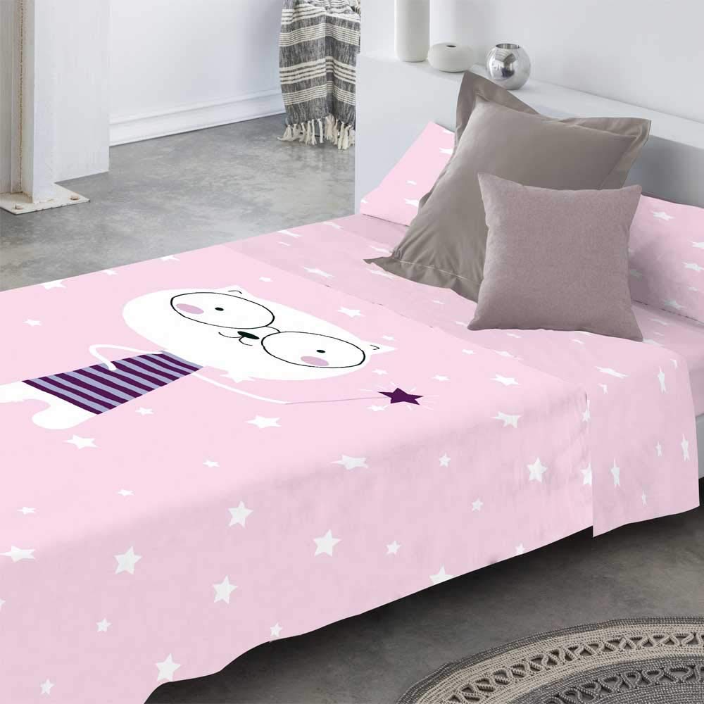 COTTON ARTean Set di Lenzuola per Bambini/Giovani Chiare, Letto da 105 x 190/200, 100% Cotone