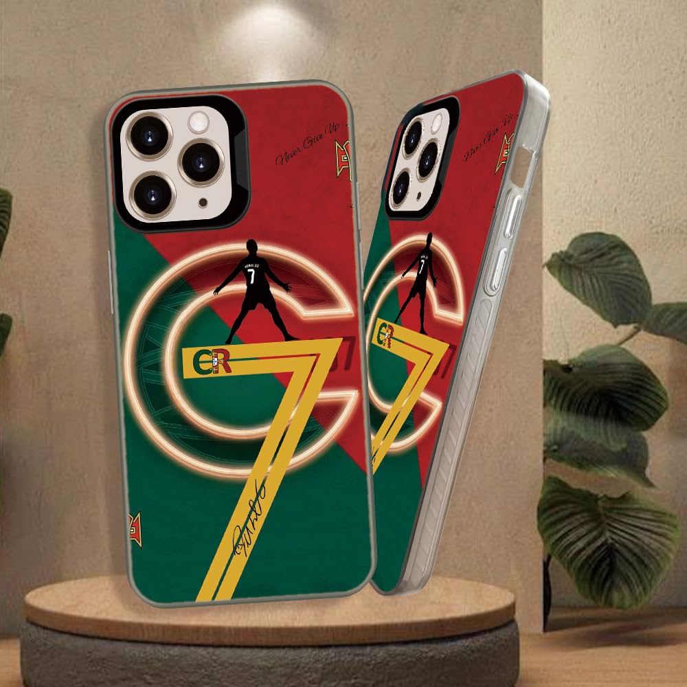 Compatible avec iPhone 13 Pro Portugal Soccer Legend Star Jersey No.7, design esthétique et citations classiques, anti-chute, anti-chocs