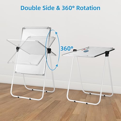 Miniatura 4 de Pizarra blanca con soporte magnético, 36 x 24 pulgadas, caballete de doble cara, pizarra portátil de borrado en seco, altura ajustable y pizarra