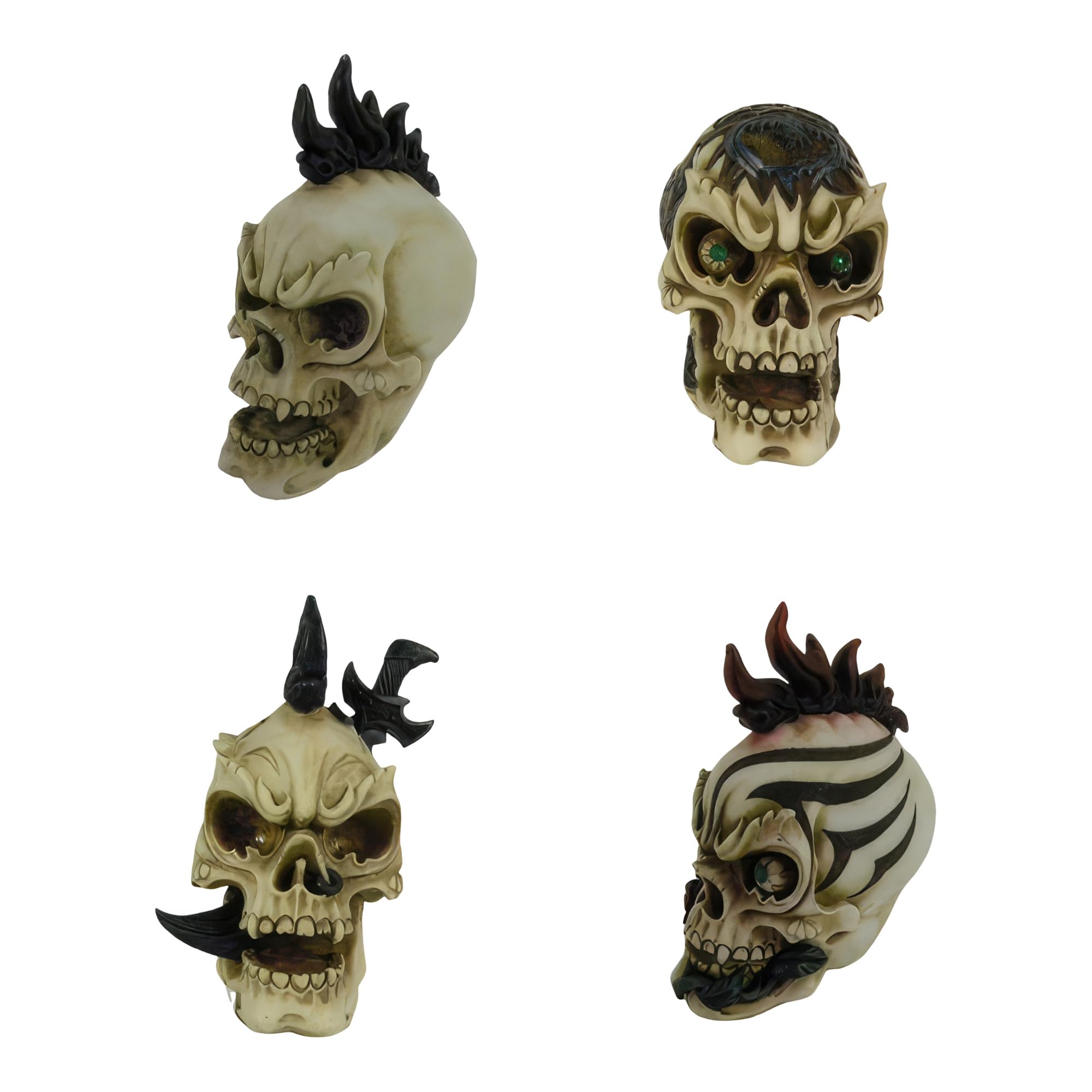 Figurines tête de mort de collection ICE ARMOR en lot de 4 pour intérieur chic
