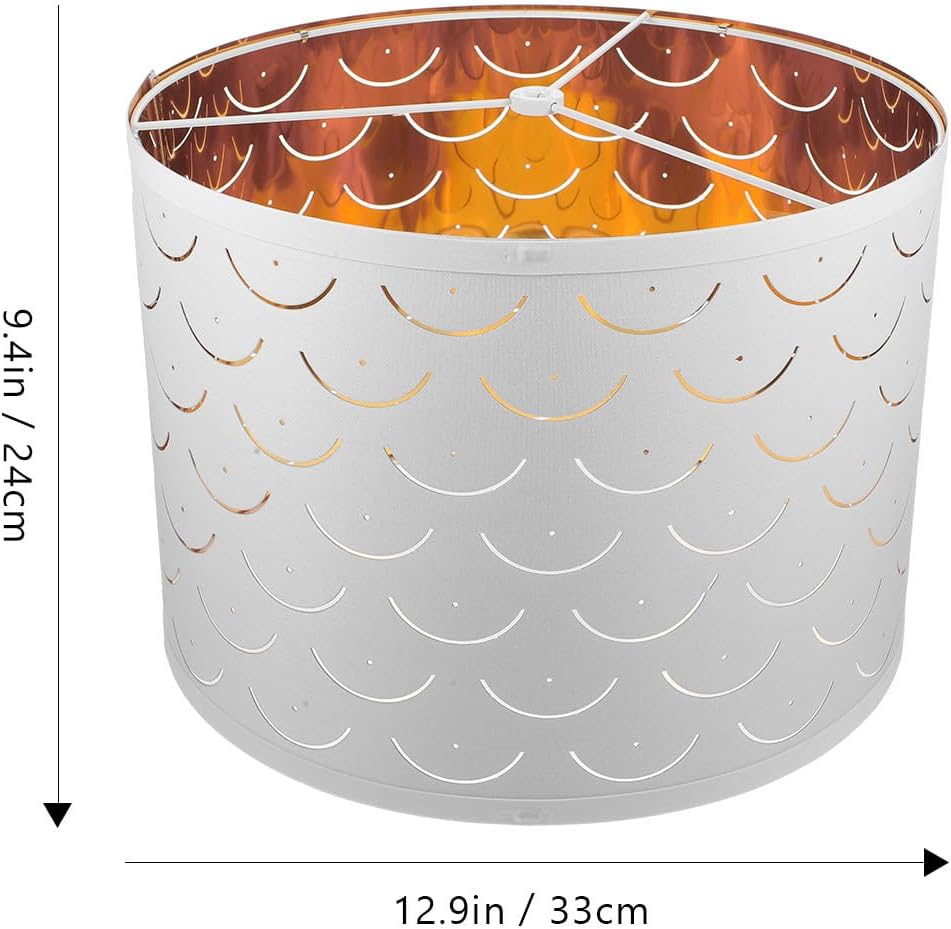 PRETYZOOM Drum Lampshade, Silver Medium Lamp Shade Cover for Floor Lamp Table Lamp, Hollow-out Lampshade Cover Replacement, Need Assembly 13” x 13” x 9.4”