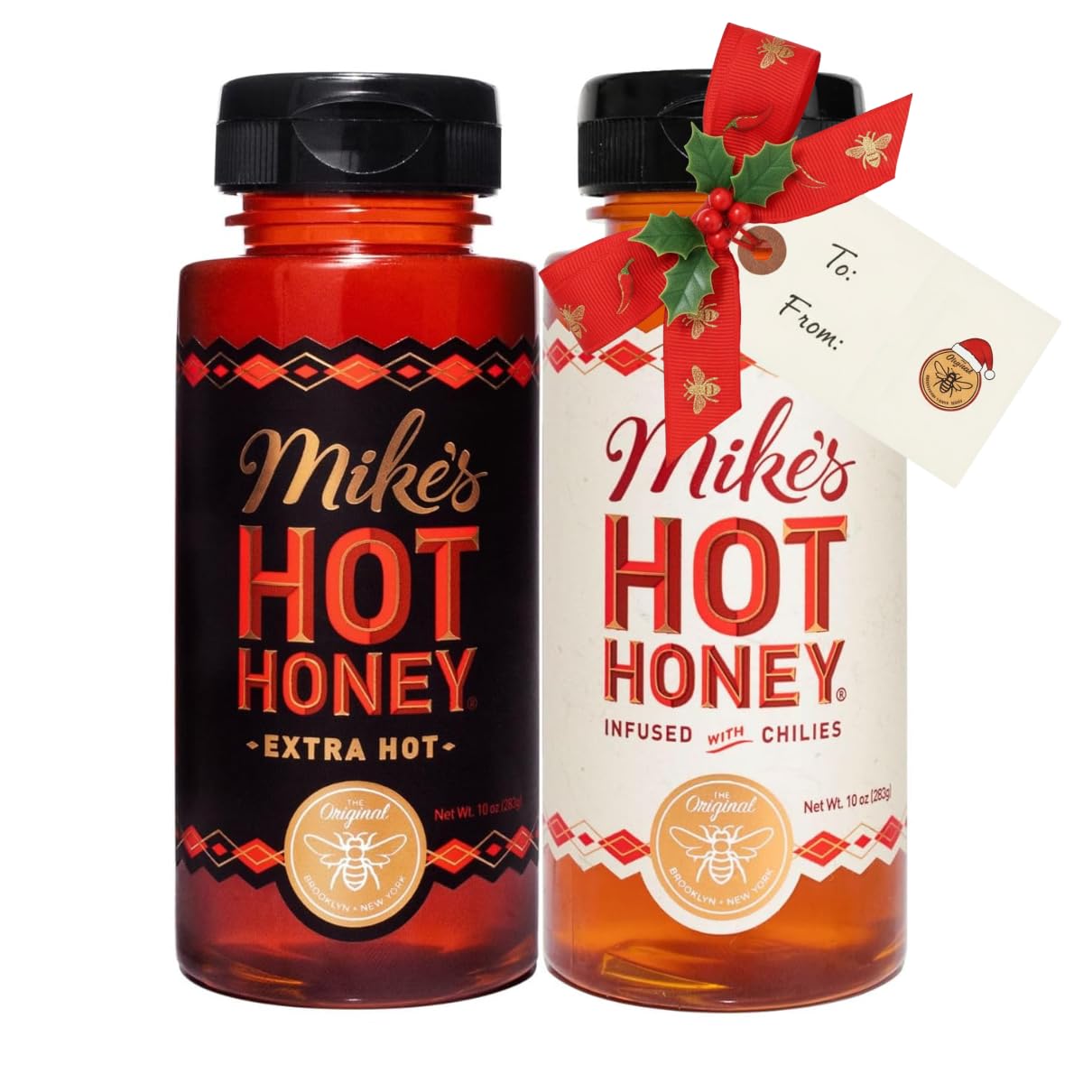 Mike's Hot Honey, Original & Extra Hot, America's #1 Spicy Honey with Chili Peppers, (10oz Bottle, 2 Pack)