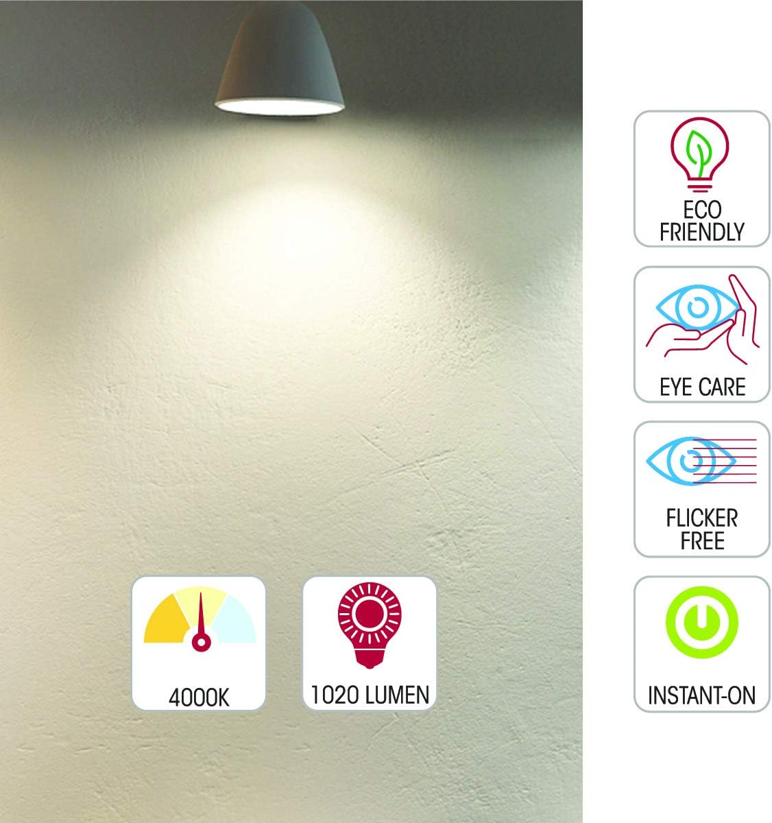 TEKLED® A60 LED Bulbs | B22 Bayonet Cap | Energy Saving 12W Light Bulb 100W Incandescent Bulb Equivalent | 4000K 1020LM NONDIMMABLE | 6-Pack | Cool White - Image 5