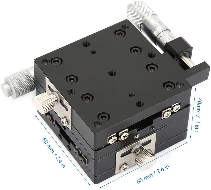 XY Linear Stage, SEMY60-AS 60 * 60 * 40mm Slide Table Micrometer Manual Trimming Cross Roller XY Linear Sliding Track