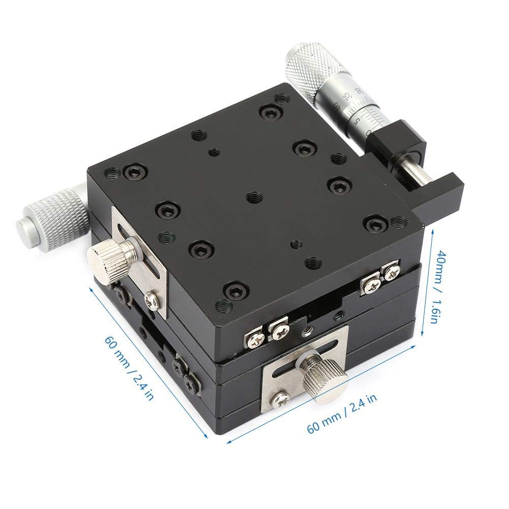 Fase lineare, 60x60x40mm SEMY60-AS Micrometro manuale Tavolo scorrevole Slide Piattaforma a rulli incrociati Fase lineare Adatto per ispezione di precisione in laboratorio, Fasi lineari manuali
