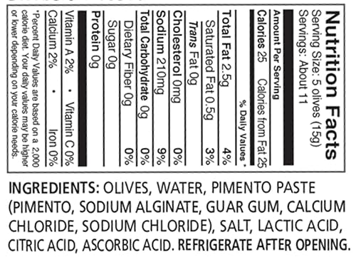 Miniatura 2 de DeLallo Aceitunas rellenas de manzanilla con pimiento picado, tarro de 5.75 onzas, paquete de 12