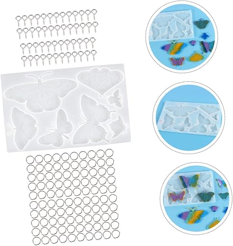 Miniatura 6 de ABOOFAN Molde de silicona de mariposa para llaves, accesorios de resina, manualidades, plantilla de pasteles, mariposas, epoxi para fundición de