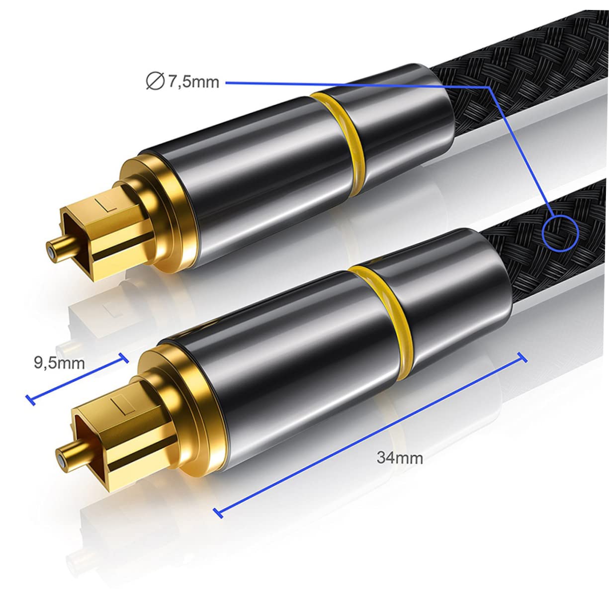 Mikikit Cavo Audio Ottico in Fibra, Nero, Segnale Stabile e Copertura Protettiva, per Soundbar e Console,