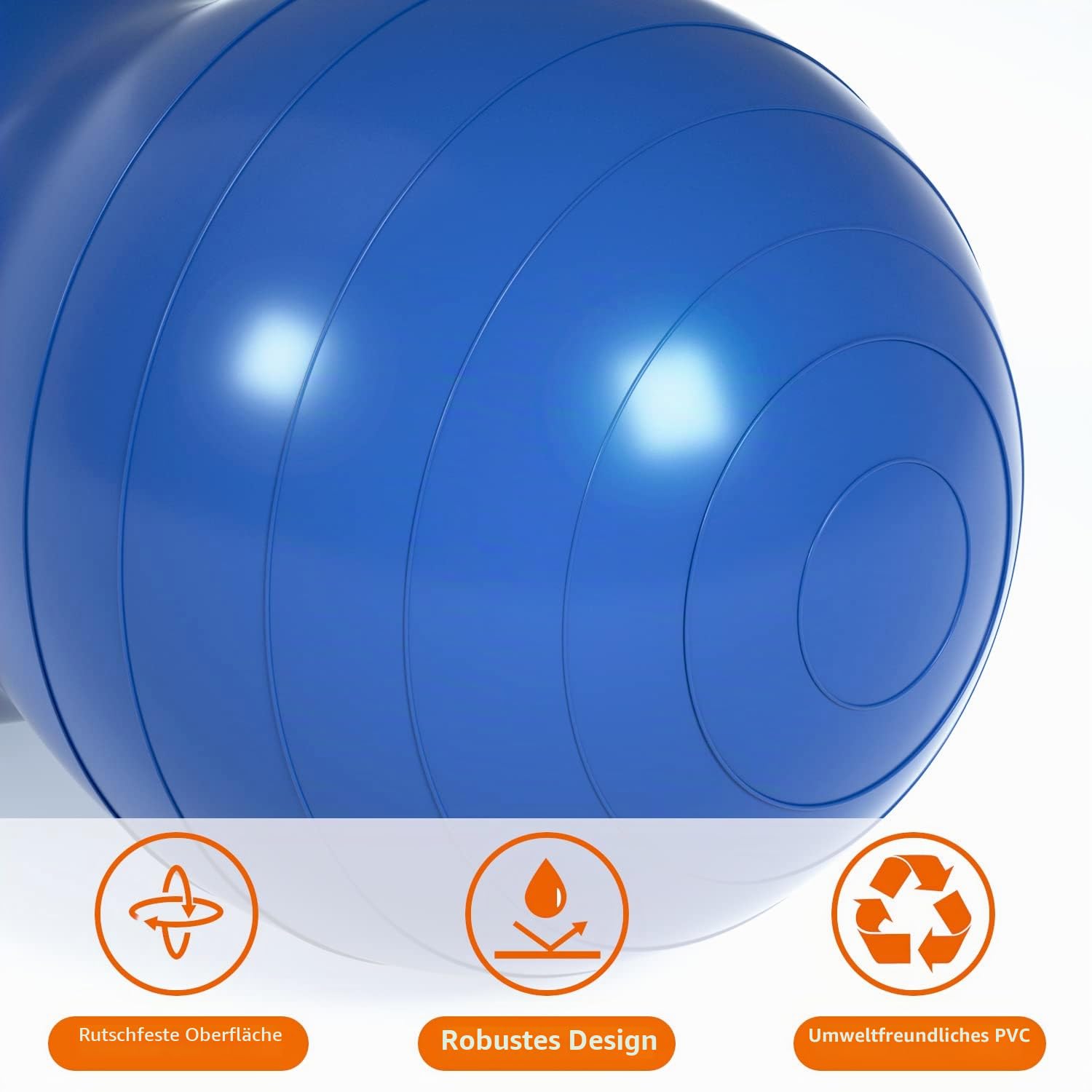 DASKING Yoga Ball Gymnastikball Sitzball und Fitnessball Pilatesball Yoga Erdnussball Peanut Ball 90 x 45 cm