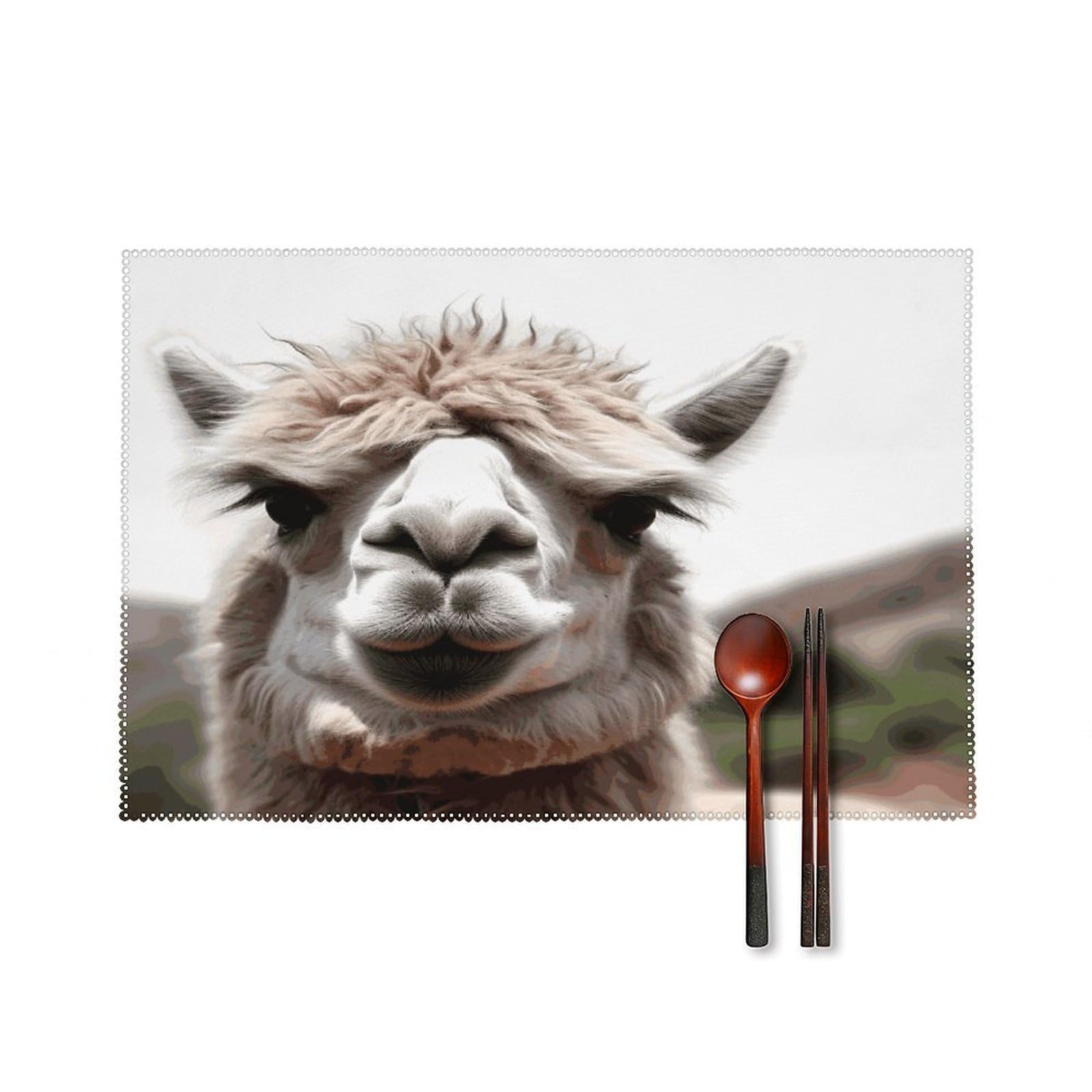 Fekiloot Style Funny Alpaca Llama Placemats Set Of 6,Table Mat