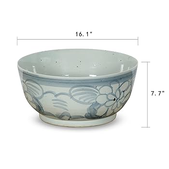 Amazon.com: Artissance 16 in W Round Blue and White Porcelain Ming