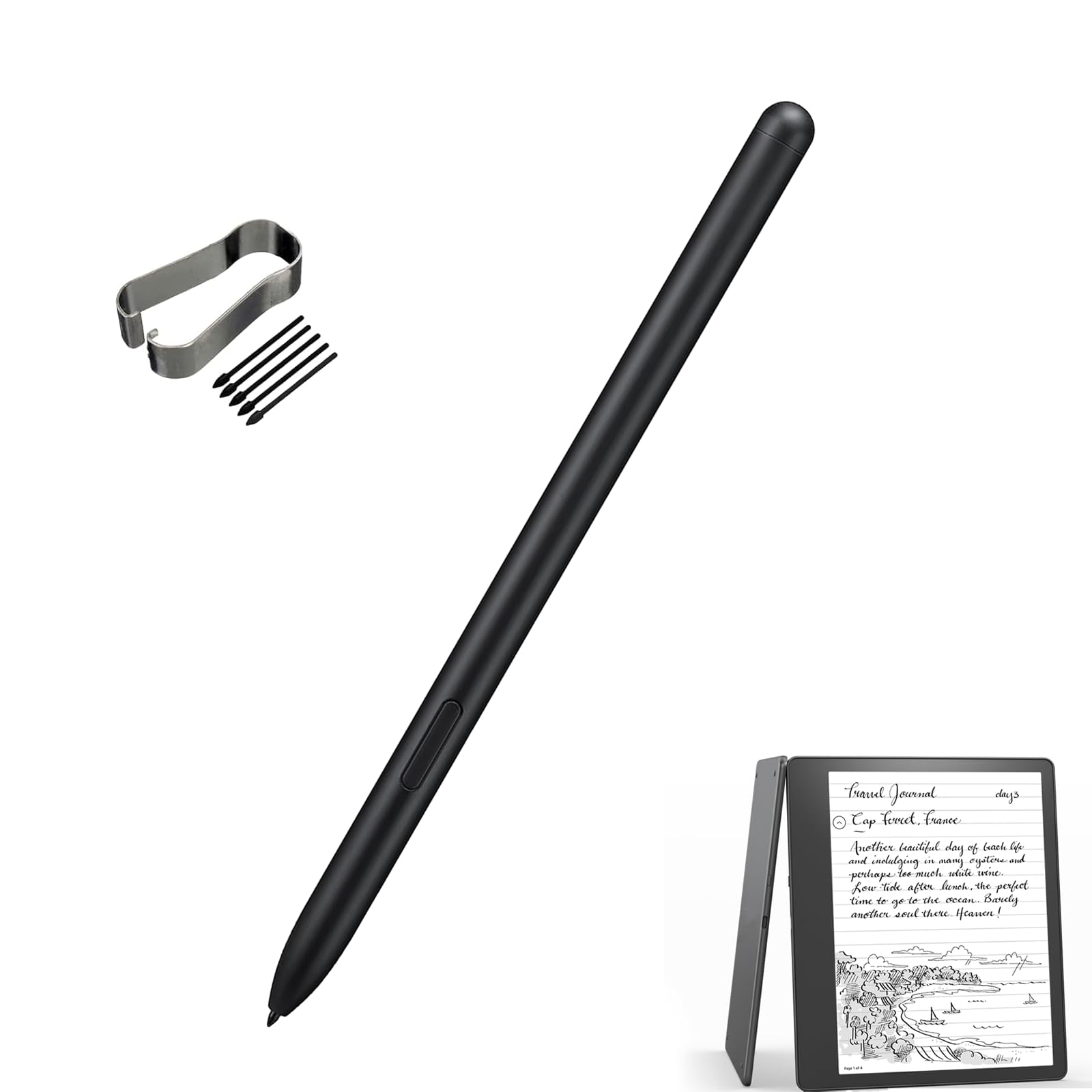 Sostituzione per Kindle Scribe Premium Stylus Pen - Penna di adsorbimento magnetico per scrittura digitale, con sensibilità alla pressione 4096 (Nero)