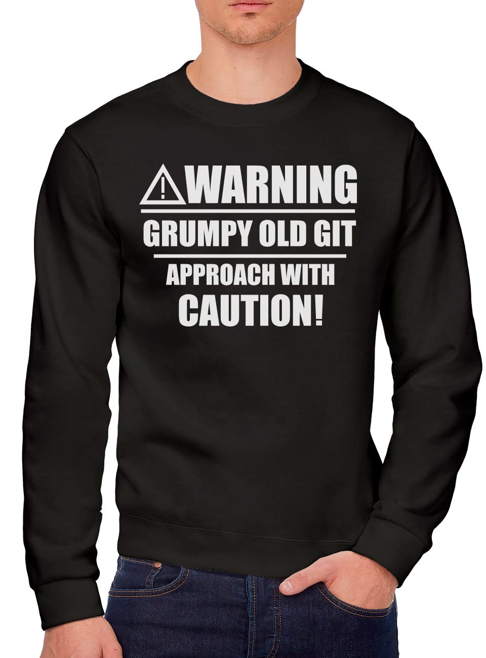 Hotscamp Men's Black Warning Grumpy Old Git Sweatshirt - Large