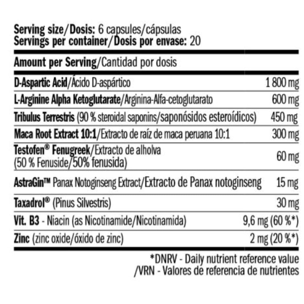 AMIX - Suplemento Alimenticio - TestoXT Booster en 120 Cápsulas - Ayuda a Promover el Aumento de los Niveles de Testosterona - Aumento de Fuerza y Masa Muscular - Suplemento Deportivo Natural