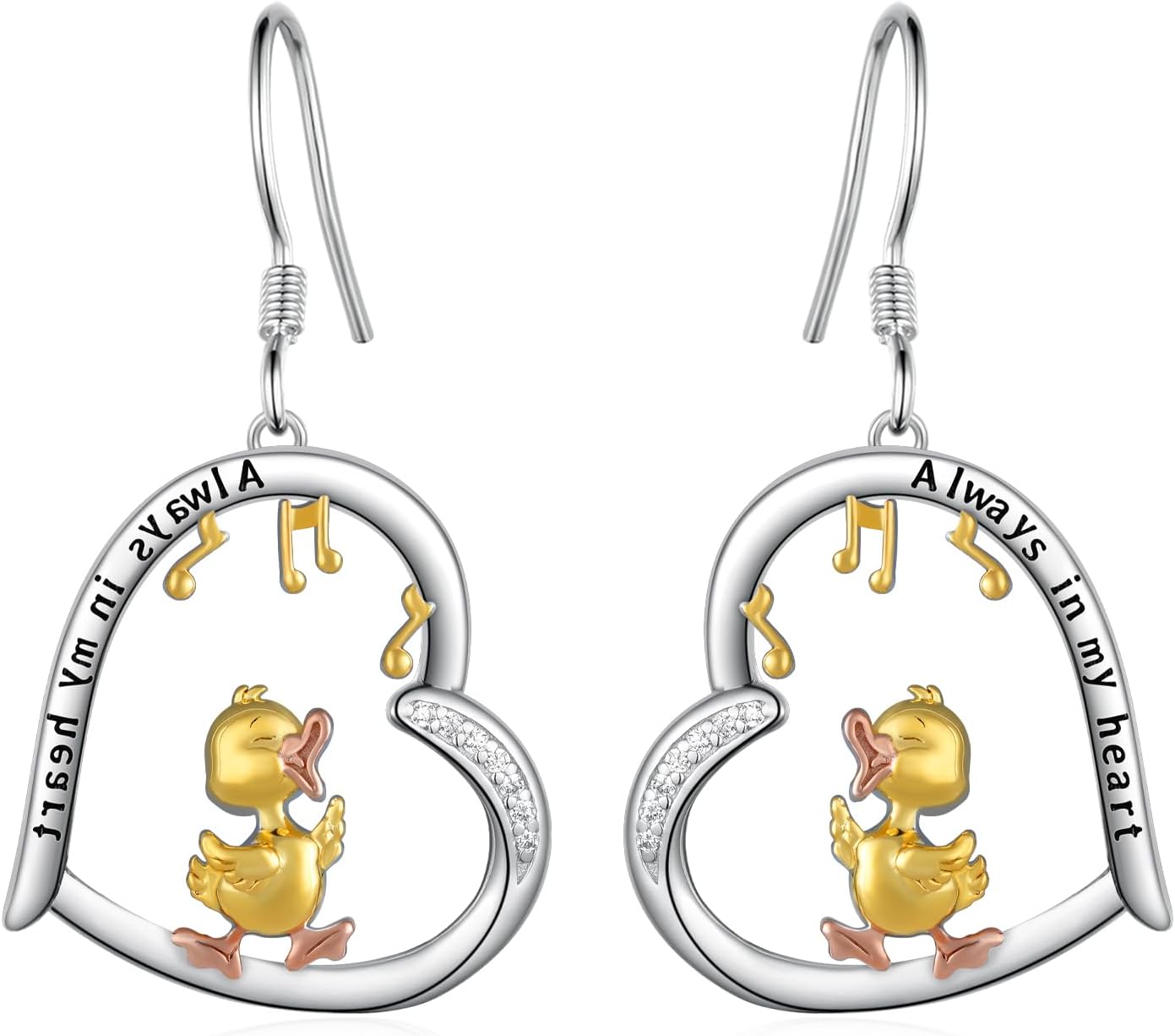 Duck Earrings 925 Sterling Silver Duck Dangle Earrings Cute Animal Jewelry Gift for Women