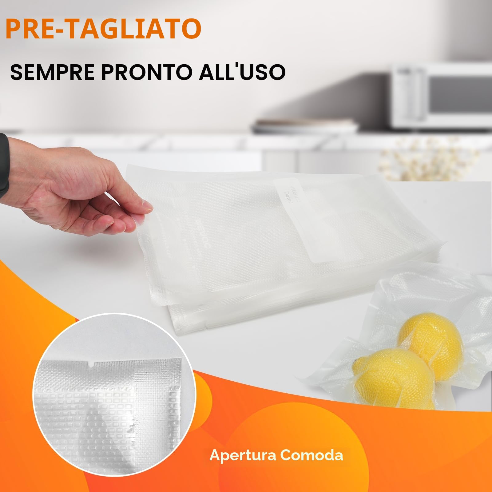 Wevac Sacchetti Sottovuoto Alimenti 100 Buste 20 x 30 cm, Sacchetti Sottovuoto per Alimenti Superficie Goffrata, Senza BPA, per Cottura Sottovuoto per Sottovuoto Alimenti Professionale