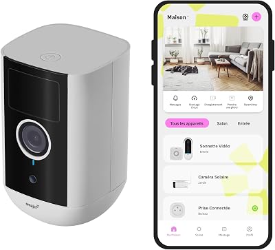 OMAJIN by Netatmo, Cámara Seguridad Interior Exterior 2K inalámbrica, Visión 140°, IP65 Waterproof, 64 SD/Cloud, Detección Humana/Movimiento, batería 9600mAh, Audio bidireccional, OWC-01