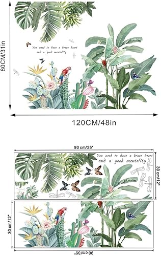 Miniatura 7 de Pegatinas de pared, calcomanías de plantas verdes, patrón de hojas tropicales