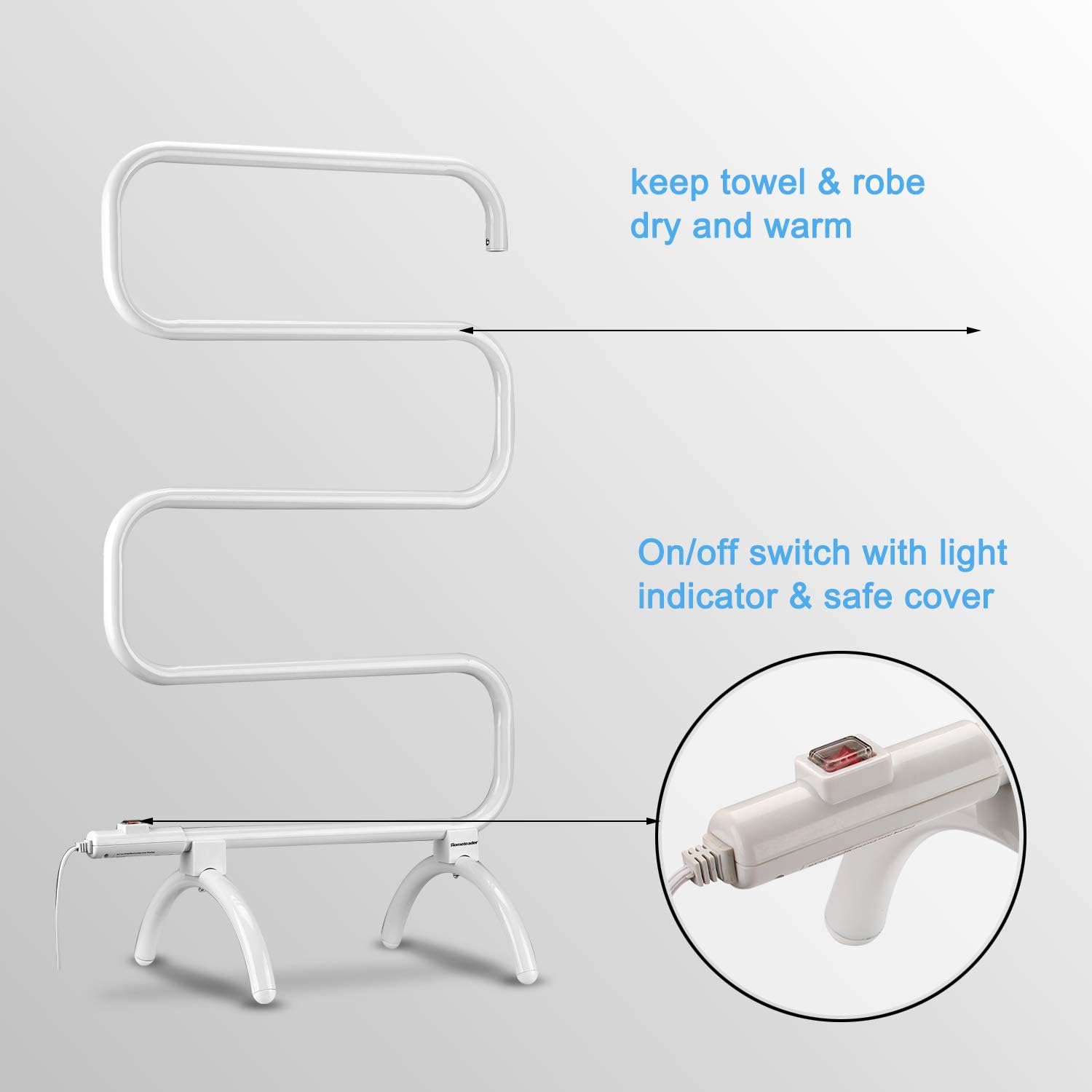 White Wall Mounted Steel Heated Towel Rack