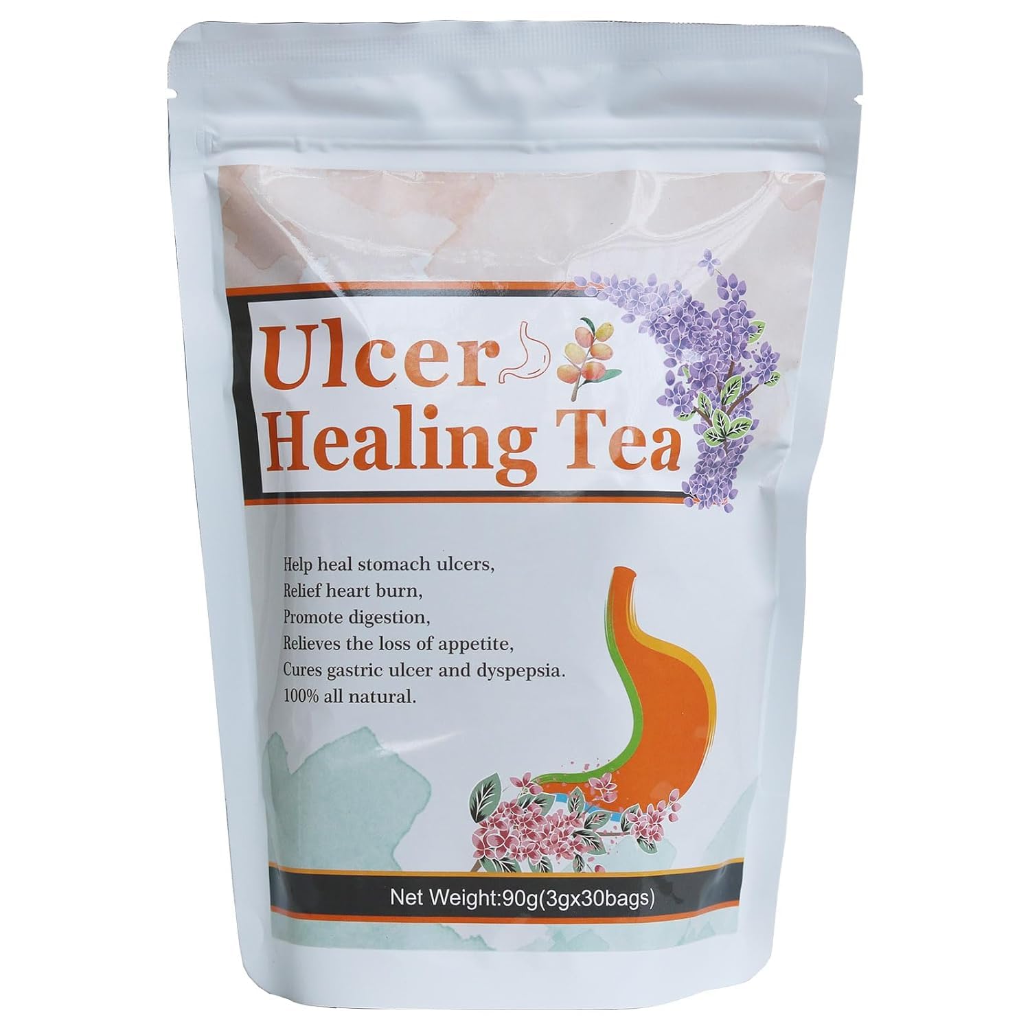 Ulcer Healing Tea, Ulcer Solution Tea, Relieve Gastritis Heartburn and Various Stomach Discomfort, 30 Tea Bags