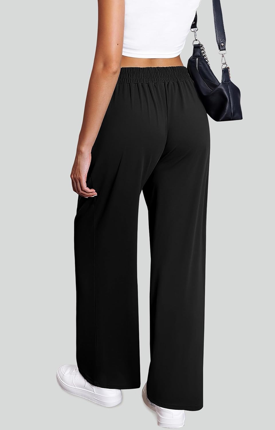 FireSwan Womens Wide Leg Work Pants Crossover Pleated Front Casual Slacks Flowy Palazzo Trousers with Pockets - Image 2
