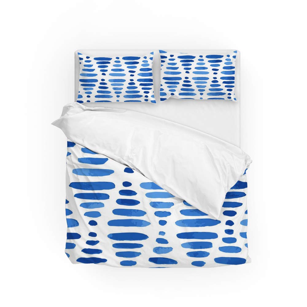 Parure de lit housse de couette bleue et 2 taies d'oreiller pour des nuits douillettes