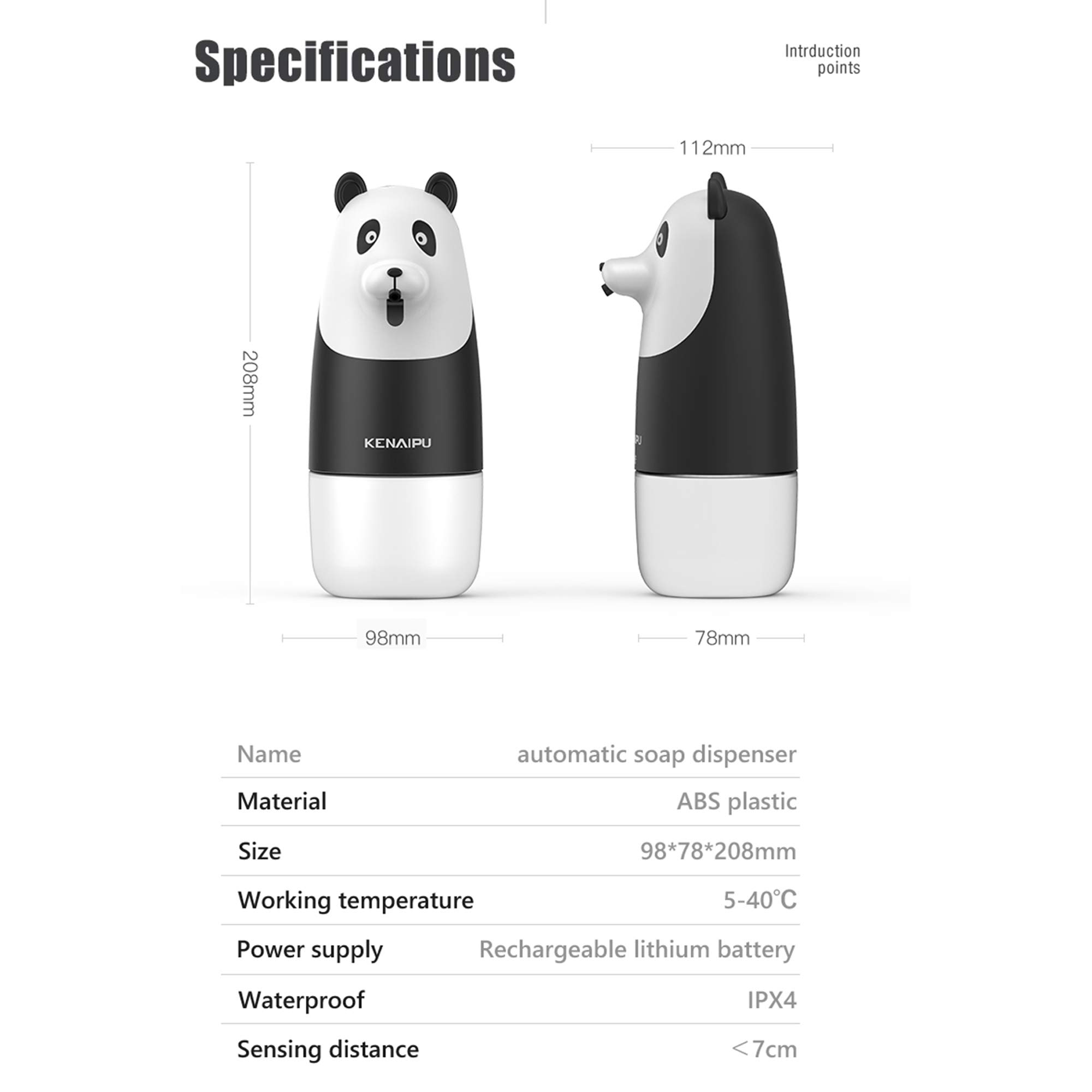 Dispenser Automatico di Sapone in Schiuma Lavatrice a Mano Liquida a Induzione del Fumetto Carica USB Lavaggio a Mano con Schiuma Intelligente,