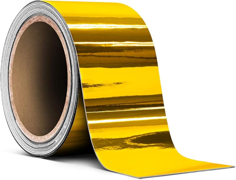 Fita adesiva de vinil cromado dourado brilhante VViViD para detalhes automotivos – 5,08 cm x 9,14 m