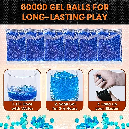 Image of Gel Ball Gun with 60000 Gel Balls, Electric Gel Ball Shooter with Scope, Aiming Accessories, Glasses, Clip, Handle, Barrel